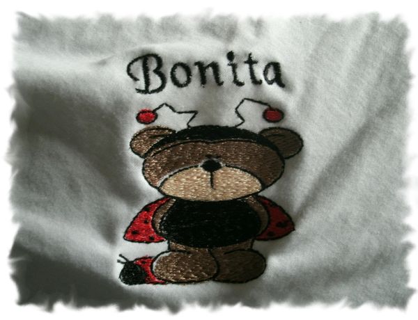 Ladybug Bear 5 Personalized Girl Baby Blanket