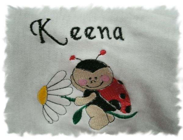 Ladybug Sitting on a Flower Personalized Girl Baby Blanket
