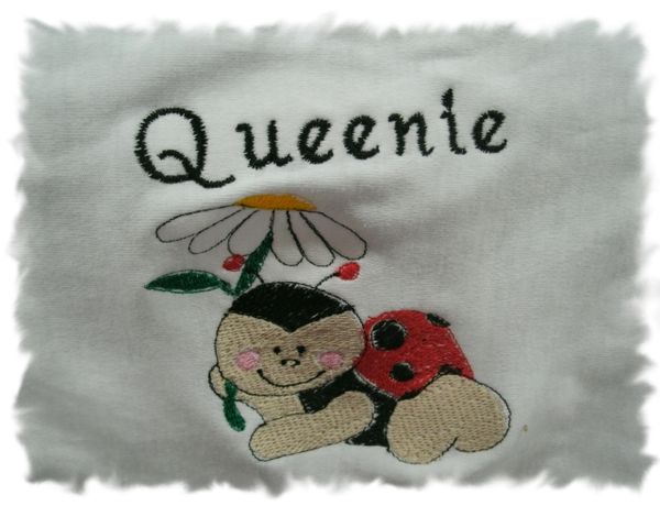 Ladybug under a Flower Personalized Girl Baby Blanket