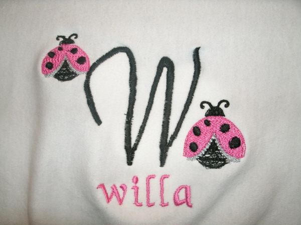 Monogram Lil Ladybugs Letter Personalized Baby Blanket