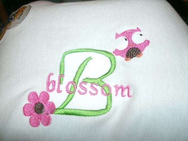 Monogram Lil Owl & Flower Letter Personalized Baby Blanket
