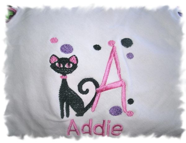 Monogram Posh Kitty Letter Personalized Baby Blanket
