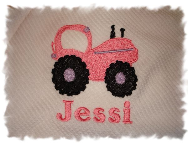 Farm Tractor Girl Personalized Baby Blanket