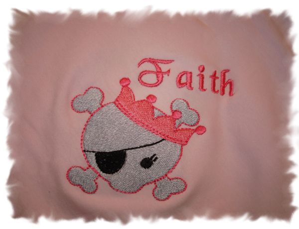 Princess Pirate Skull Personalized Baby Blanket