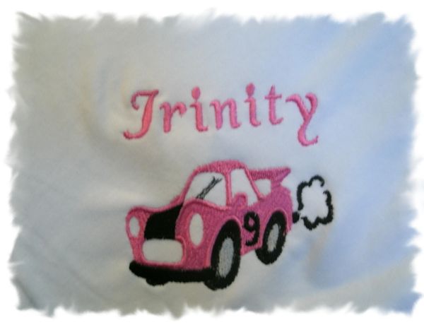 Race Car Pink Personalized Baby Blanket