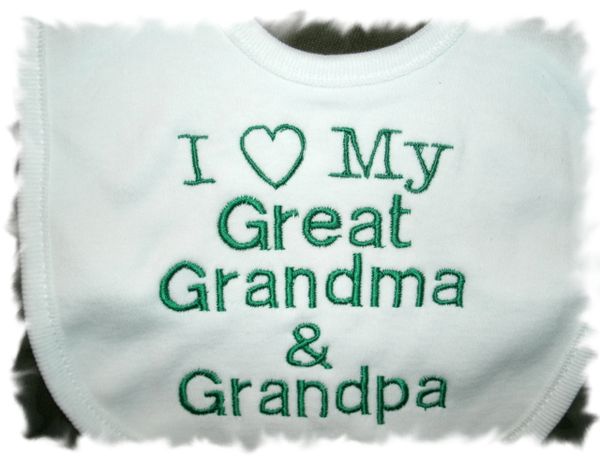 I Heart My Great Grandma & Grandpa Baby Bib