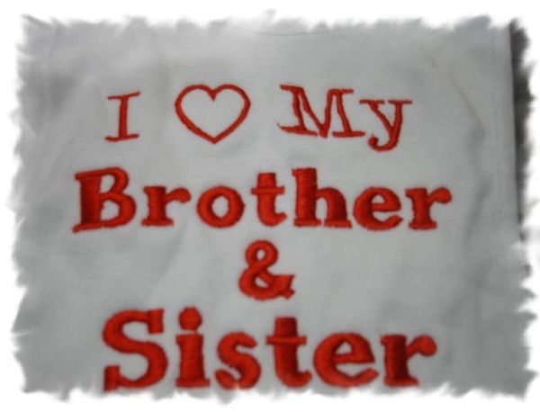 I Heart My Brother & Sister Baby Bib