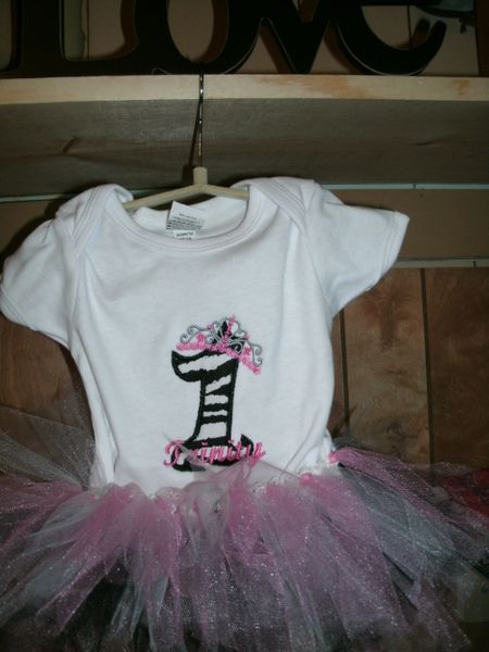 1st Birthday Zebra Tiara Personalized Tutu Set