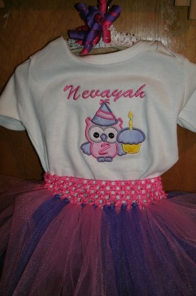 1st Birthday Owl With Cupcake Personalized Tutu Set