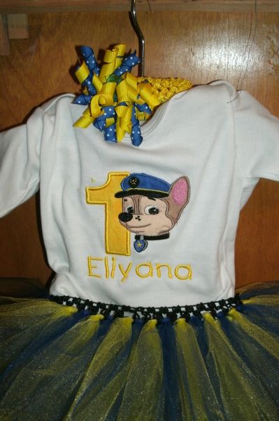 Birthday Police Dog Personalized Tutu Set