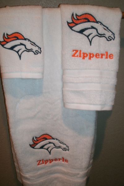 Broncos Football Personalized 3 Piece Sports Towel Set