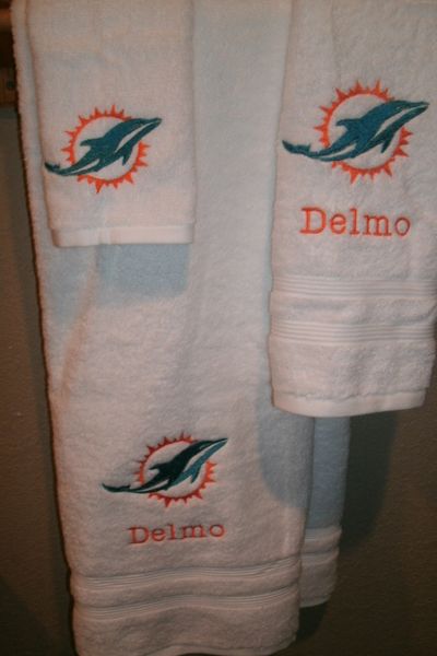 Dolphins Football Personalized 3 Piece Sports Towel Set