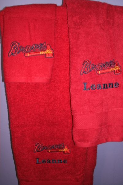 Custom Braves Baseball Personalized 3 Piece Sports Towel Set