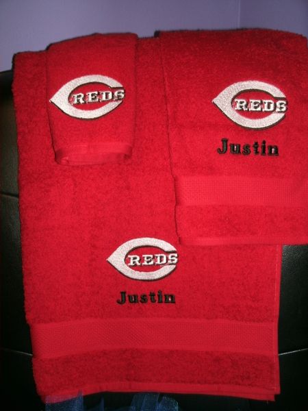 Reds Baseball Personalized 3 Piece Sports Towel Set