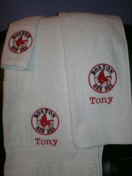 Red Sox Baseball Personalized 3 Piece Sports Towel Set