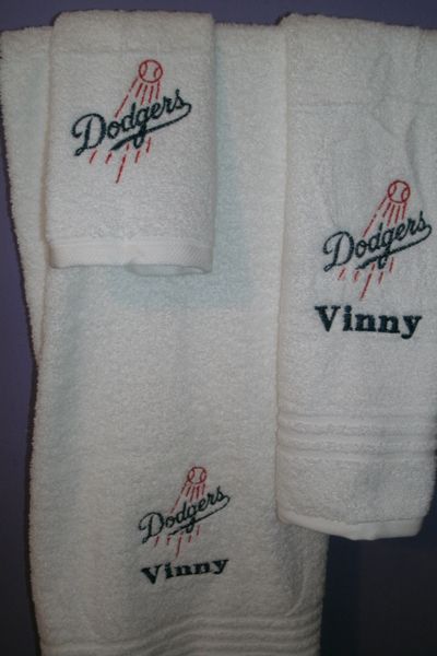 Dodgers Ball Baseball Personalized 3 Piece Sports Towel Set
