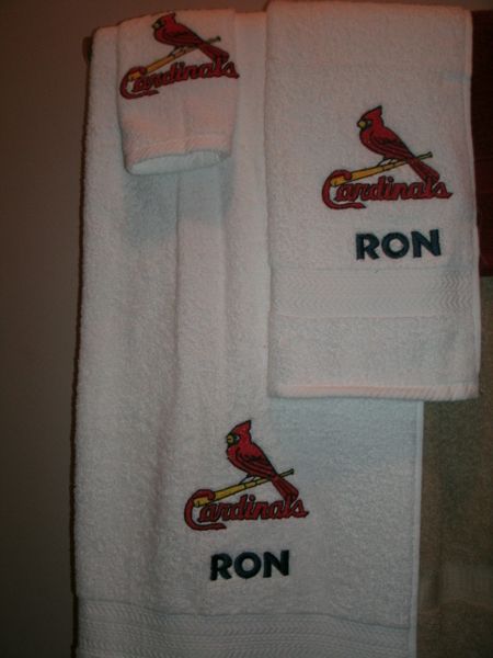 Cardinals Baseball Personalized 3 Piece Sports Towel Set