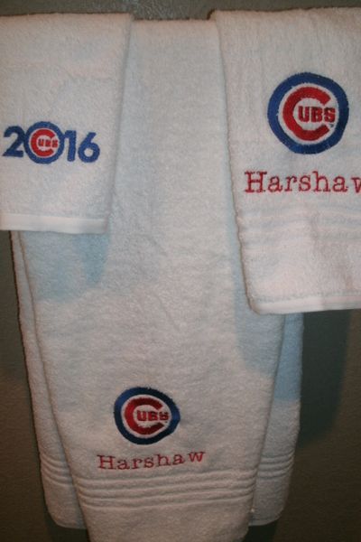 Cubs Circle Baseball Personalized 3 Piece Sports Towel Set