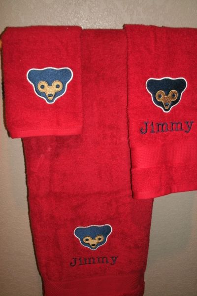 Cubs Old School Baseball Personalized 3 Piece Sports Towel Set