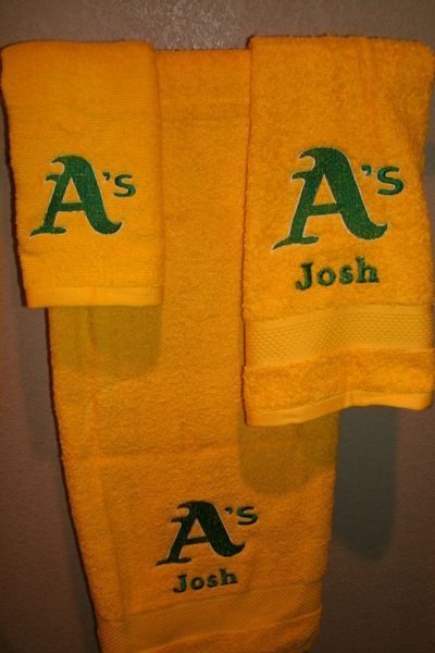 A's Baseball Personalized 3 Piece Sports Towel Set