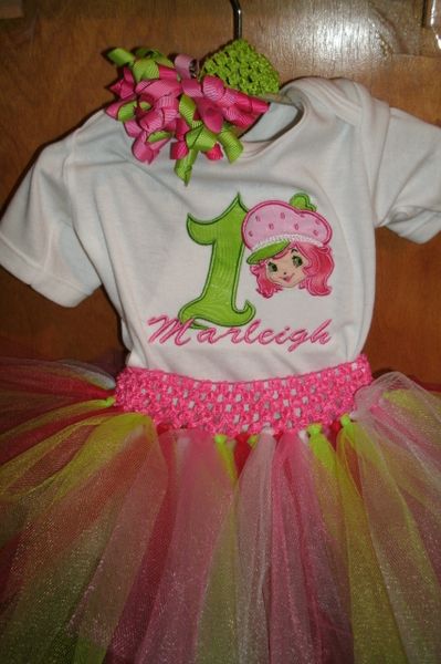 Birthday Strawberry Girl Personalized Tutu Set