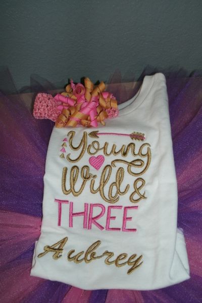 Birthday Young Wild and Three Tribal Personalized Tutu Set