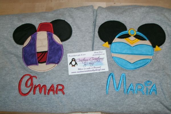 Jasmine and Aladdin Mouse Ear Couples Shirts