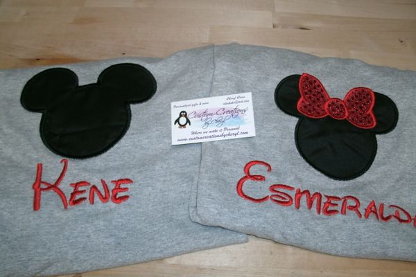 Mickey and Minnie Mouse Ears Couples Shirts