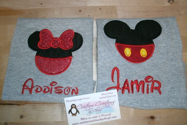 Mickey Baby and Minnie Baby Mouse Ears Couples Shirts
