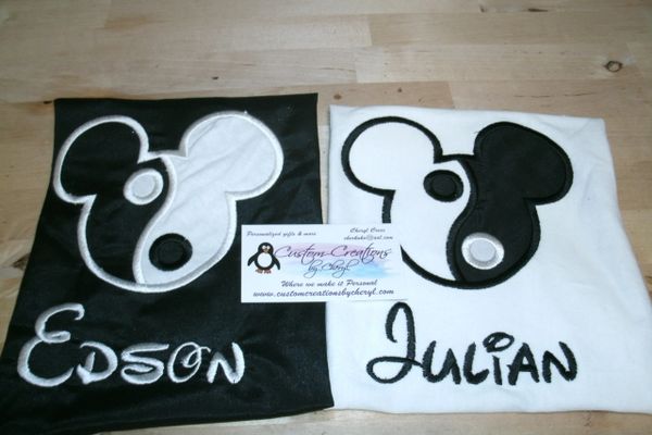 Ying and Yang Mickey Mouse Ear Couples Shirts