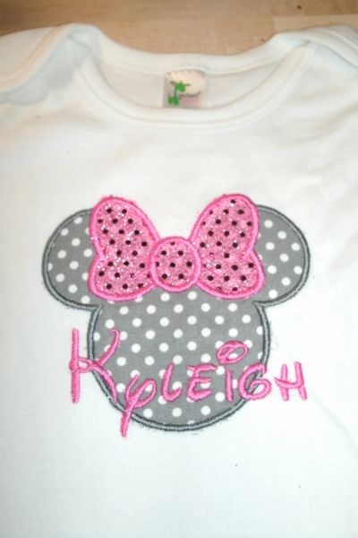 Minnie Mouse Bow Ear Shirt name in middle