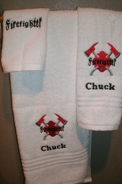 Fireman AX Firefighter Personalized 3 Piece Towel Set