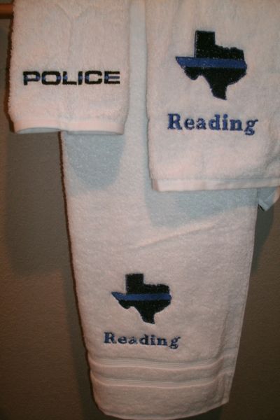 Police Thin Blue Line Texas State Police Policeman Personalized 3 Piece Towel Set