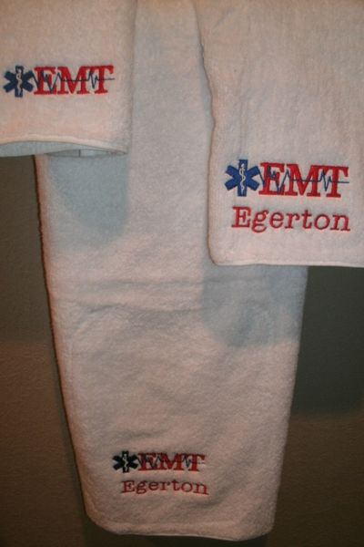 EMT Star of Life Heartbeat word Paramedic Personalized 3 Piece Towel Set