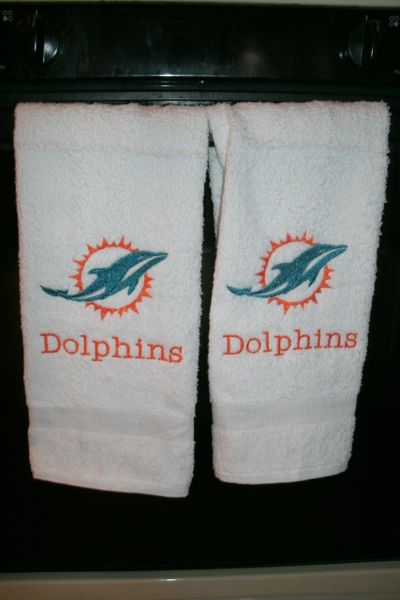 Personalized Dolphins Football Hand Towel 2 piece set Sports Towel