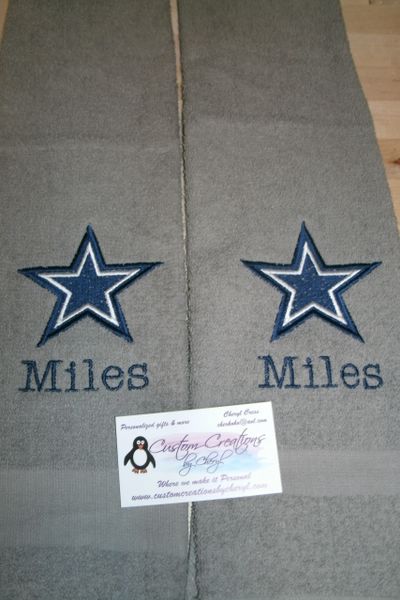 Personalized Cowboys Football Hand Towel 2 piece set Sports Towel