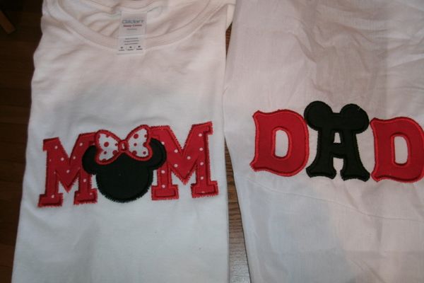 Mickey and Minnie Mom and Dad Mouse Ear Couples Shirts