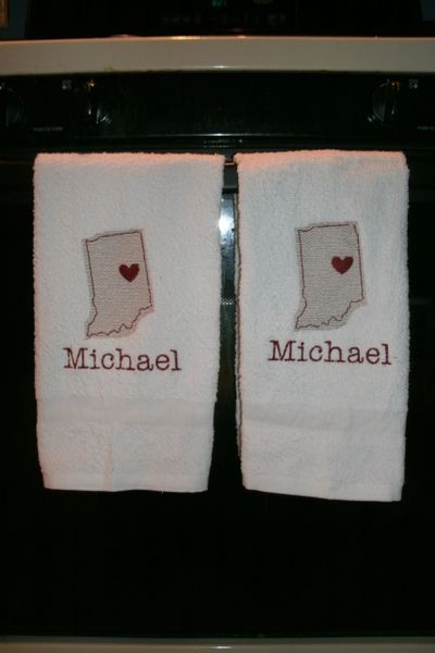 Indiana Sketch State Heart Kitchen Towels 2 piece set