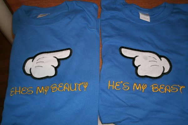 She's My Beauty and He's My Beast Mouse Ear Couples Shirts