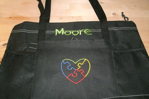 Autism Puzzle Piece Heart Personalized Tote Bag