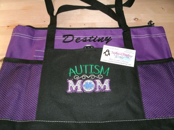 Autism Mom Puzzle Piece Personalized Tote Bag