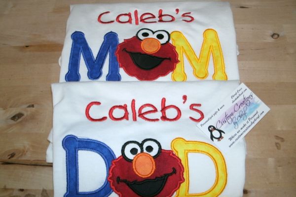 Elmo Mom AND Dad Personalized Birthday Couples Shirts