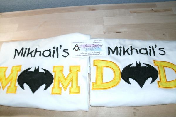 Batman Mom AND Dad Personalized Birthday Couples Shirts