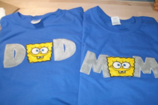 Spongebob Mom AND Dad Personalized Birthday Couples Shirts