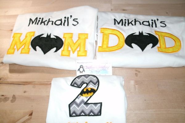 Batman Birthday Set Mom, Dad & Birthday Child Personalized Birthday Couples Shirts