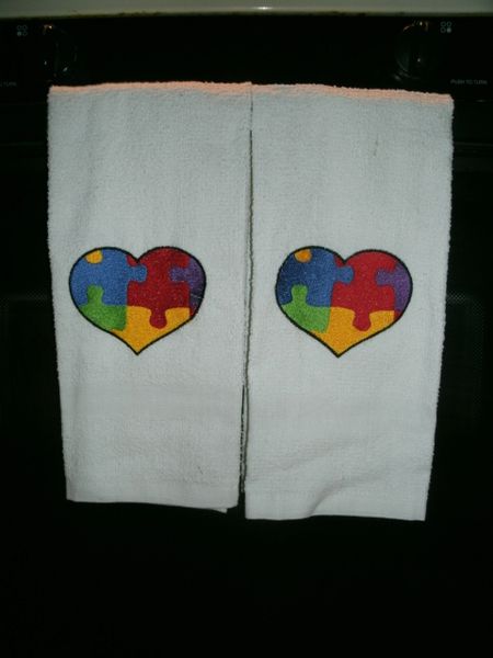 Autism Heart Puzzle Piece Kitchen Towels 2 piece set