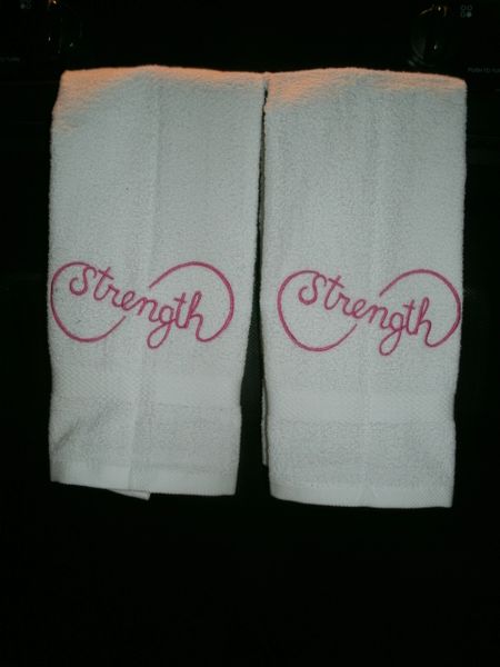 Cancer Pink Strength Infinity Ribbon Kitchen Towels 2 piece set