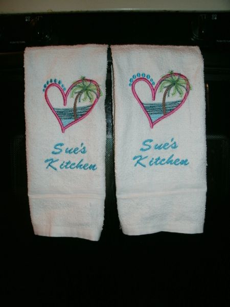 Tropical Heart Beach Kitchen Towels 2 piece set