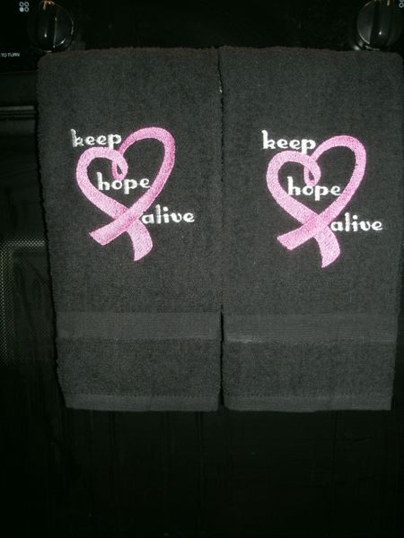 Cancer Pink Strength Infinity Ribbon Kitchen Towels 2 piece set