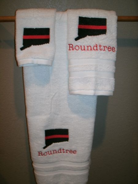Fireman Thin Red Line Firefighter Connecticut Personalized 3 Piece Towel Set